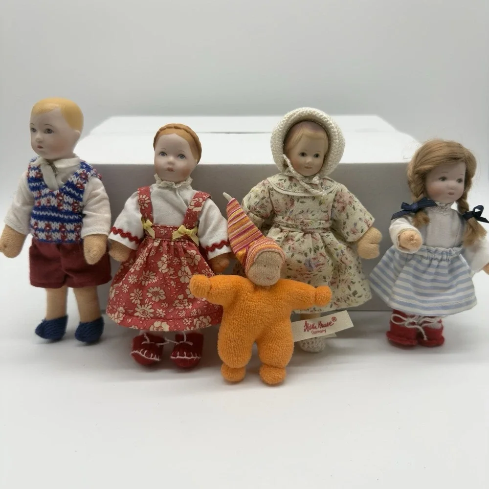 Lot of 5 Käthe Kruse‎ Club Edition 1:12 Miniature Porcelain Dollhouse Dolls Mint